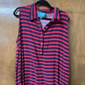 1X Red and Blue Stripped Escapada Sleeveless Dress